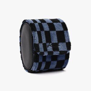KRUK Black Blue Pasha Checkered SIngle Watch Roll Travel Storage Case